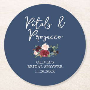 Dessous-de-verre Rond En Papier Jardin de Pétals et Prosecco Fête Florale de Maria
