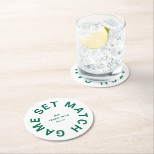Dessous-de-verre Rond En Papier Jeu Match Green Tennis Tennis Tournament Crest