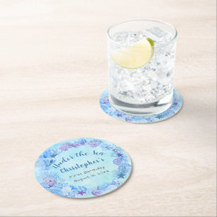 Dessous-de-verre Rond En Papier Joli bleu sous l'Anniversaire du Sea Boy