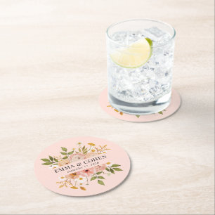 Dessous-de-verre Rond En Papier Joli jardin fleuri faveur de mariage