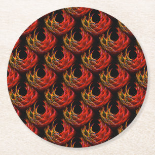Dessous-de-verre Rond En Papier Joli motif d'art abstrait bohème élégant moderne #