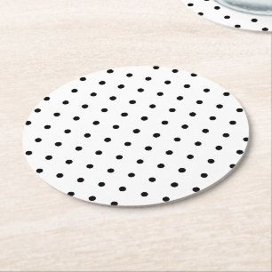 Dessous-de-verre Rond En Papier Joli noir et blanc pois motif chic
