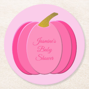 Dessous-de-verre Rond En Papier Joli rose bébé fille Citrouille Baby shower person