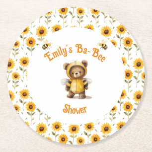 Dessous-de-verre Rond En Papier Jolie Bee Bear Ba-Bee Douche au miel