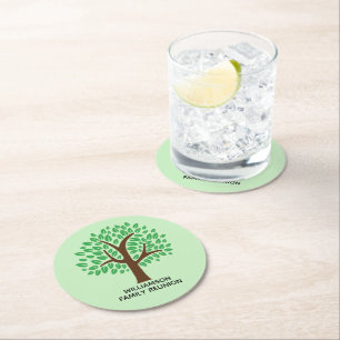 Dessous-de-verre Rond En Papier Jolie fête de réunion de famille personnalisée ave