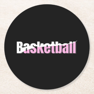 Dessous-de-verre Rond En Papier Joueuse de basket-ball de fille Typographie rose