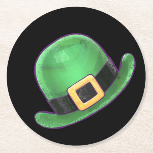 Dessous-de-verre Rond En Papier Jour de la Saint Patrick Casquette Derby vert sur 