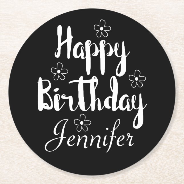 Dessous-de-verre Rond En Papier Joyeux anniversaire (Devant)