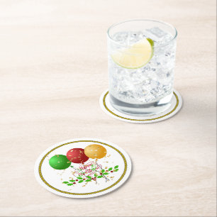 Dessous-de-verre Rond En Papier Joyeux Noël, conception festive,