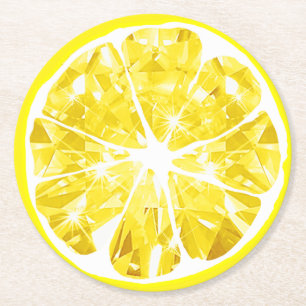 Dessous-de-verre Rond En Papier Juicy Gem Florida Lemon Slice Citrus Party