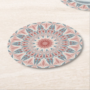 Dessous-de-verre Rond En Papier Kaleidoscope Abstrait moderne Mandala Fractal Art
