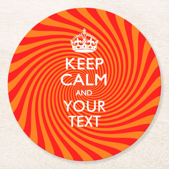 Dessous-de-verre Rond En Papier KEEP CALM personnalisé et votre texte sur Swirl (Devant)