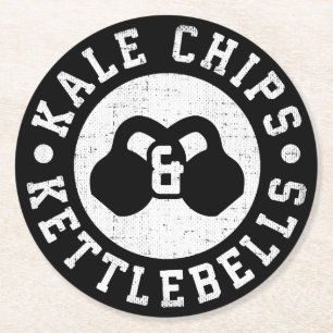 Dessous-de-verre Rond En Papier Kettlebells et chips Kale - Entraînement de nouvea