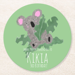 Dessous-de-verre Rond En Papier Koala Hand Drake Bear Anniversaire Party