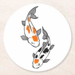 Dessous-de-verre Rond En Papier Koi Fish