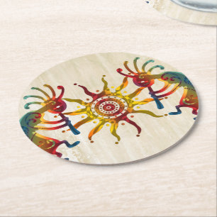 Dessous-de-verre Rond En Papier KOKOPELLI DUO SUN + vos idées