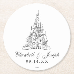 Dessous-de-verre Rond En Papier La beauté et la bête Fairy Tale Castle Mariage