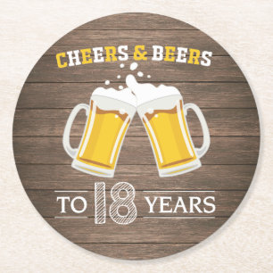 Dessous-de-verre Rond En Papier La bière et la bière rustiques à 18 ans