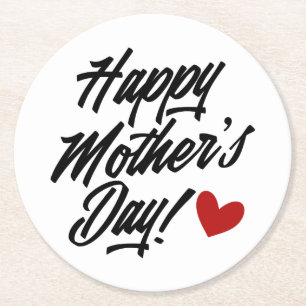 Dessous-de-verre Rond En Papier La calligraphie de la Journée des mères des plus h