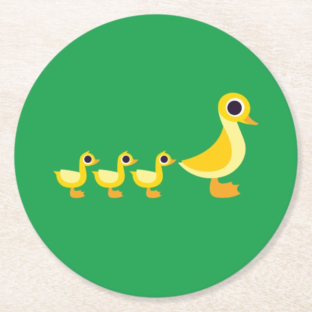 Dessous-de-verre Rond En Papier La famille de canard (Devant)