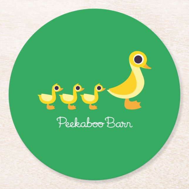 Dessous-de-verre Rond En Papier La famille de canard (Devant)