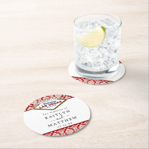 Dessous-de-verre Rond En Papier La Parties scintillant Damask Las Vegas Mariage Co