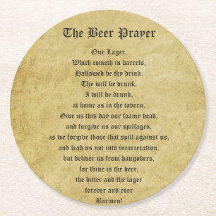 Dessous-de-verre Rond En Papier La prière de la bière