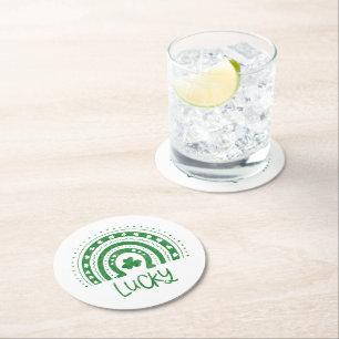 Dessous-de-verre Rond En Papier La Saint-Patrick Boho Arc-en-Ciel Tasse Chanceuse