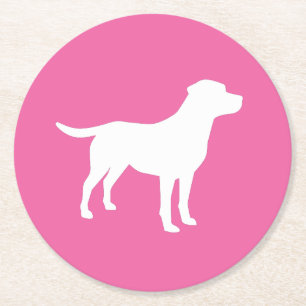 Dessous-de-verre Rond En Papier Labrador Theme Chien Baby shower Pink Lab