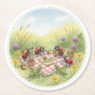 Dessous-de-verre Rond En Papier Lady bug cricket spring garden party coasters