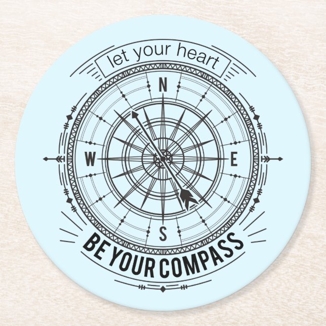 Dessous-de-verre Rond En Papier Laissez votre coeur être votre boussole (Devant)