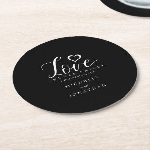 Dessous-de-verre Rond En Papier L'amour noir blanc n'échoue jamais Bible Verse Mar