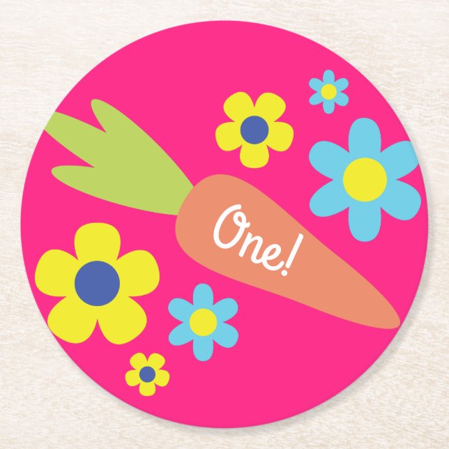 Dessous-de-verre Rond En Papier Lapin Lapin Pâques Printemps fête d'anniversaire (Devant)