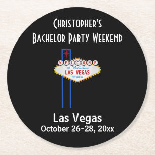Dessous-de-verre Rond En Papier Las Vegas Bachelor Party Guys Week-end Voyage