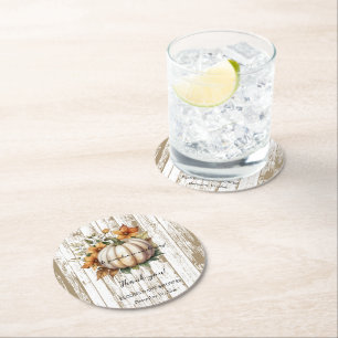 Dessous-de-verre Rond En Papier L'Automne Rustique Laisse Petit Baby shower Citrou