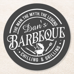Dessous-de-verre Rond En Papier Le Barbeque de Papa Homme, Mythe, Légende