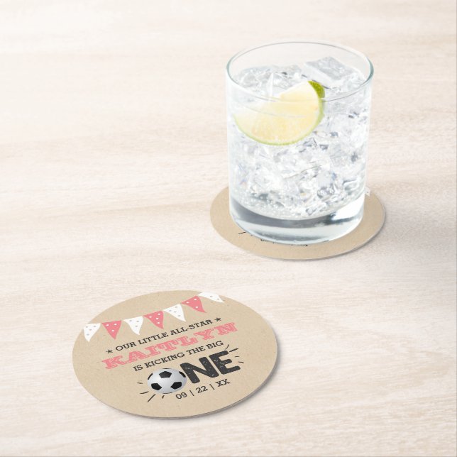 Dessous-de-verre Rond En Papier Le Big One | Football 1er anniversaire (En situation)