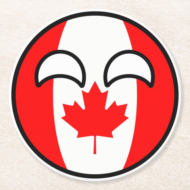 Dessous-de-verre Rond En Papier Le Canada Geeky tendant drôle Countryball (Devant)