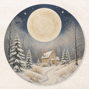 Dessous-de-verre Rond En Papier Le cœur de la lueur de l'hiver
