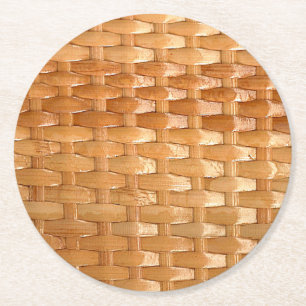 Dessous-de-verre Rond En Papier Le look de laque en osier Basketweave Texture