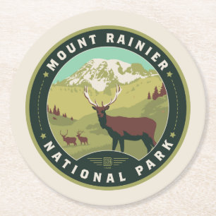Dessous-de-verre Rond En Papier Le Parc national du Mont Rainier