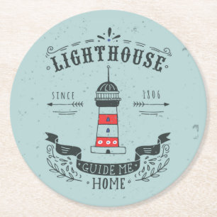 Dessous-de-verre Rond En Papier Le phare me guident l'affiche à la maison