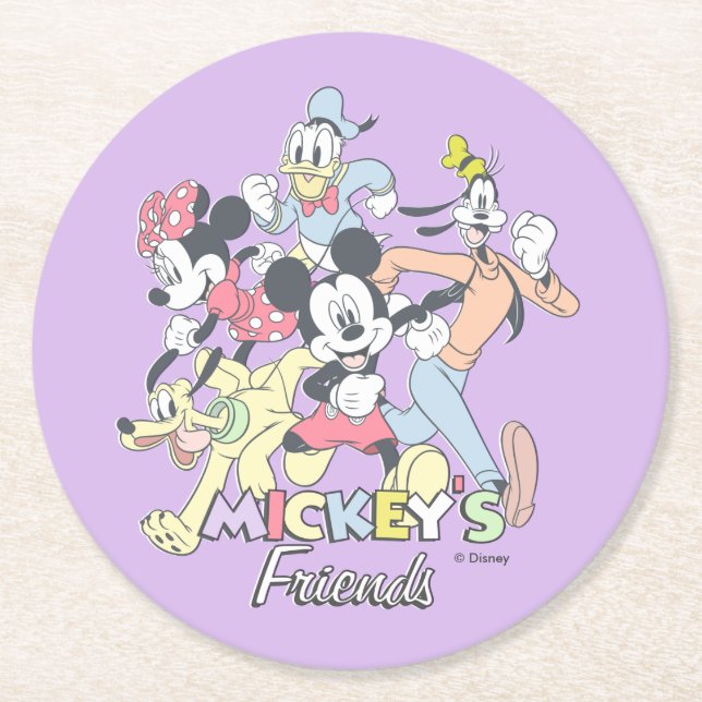 Dessous-de-verre Rond En Papier Les amis de Mickey (Devant)