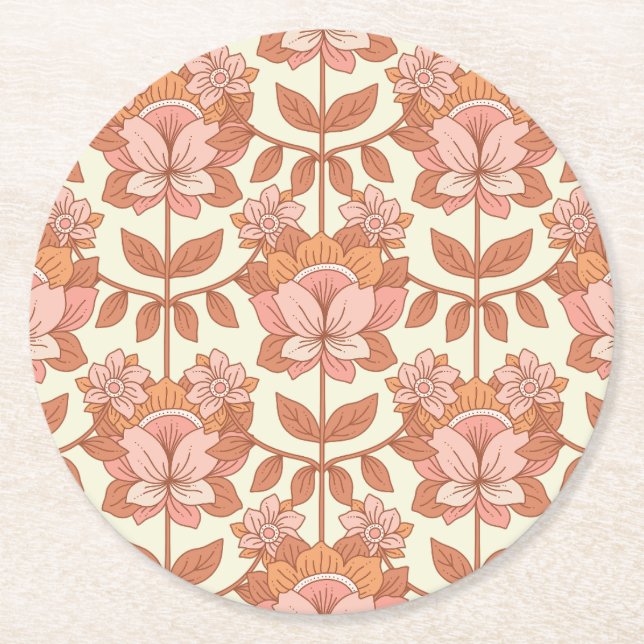 Dessous-de-verre Rond En Papier les années 70 Retro inspiré (Devant)