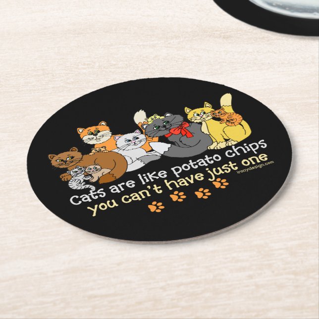 Dessous-de-verre Rond En Papier Les chats sont comme des chips (Incliné)