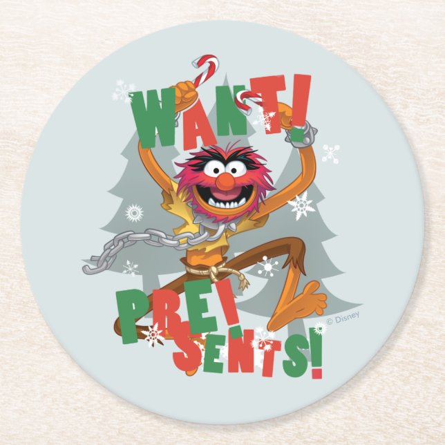 Dessous-de-verre Rond En Papier Les Muppets| Présents désirés (Devant)