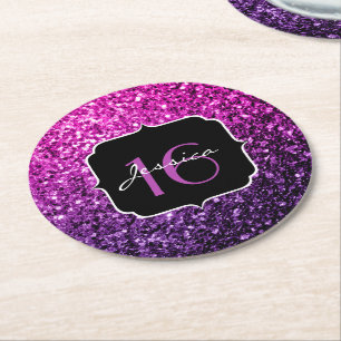 Dessous-de-verre Rond En Papier Les parties scintillantes roses pourpres d'Ombre