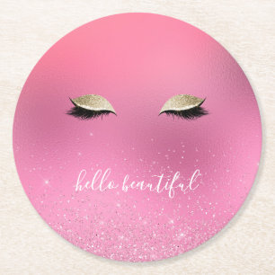 Dessous-de-verre Rond En Papier Les yeux brillants roses d'or