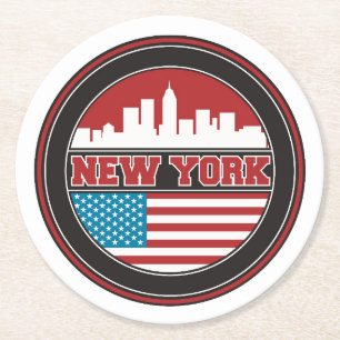 Dessous-de-verre Rond En Papier L'horizon   Etats-Unis de New York diminuent