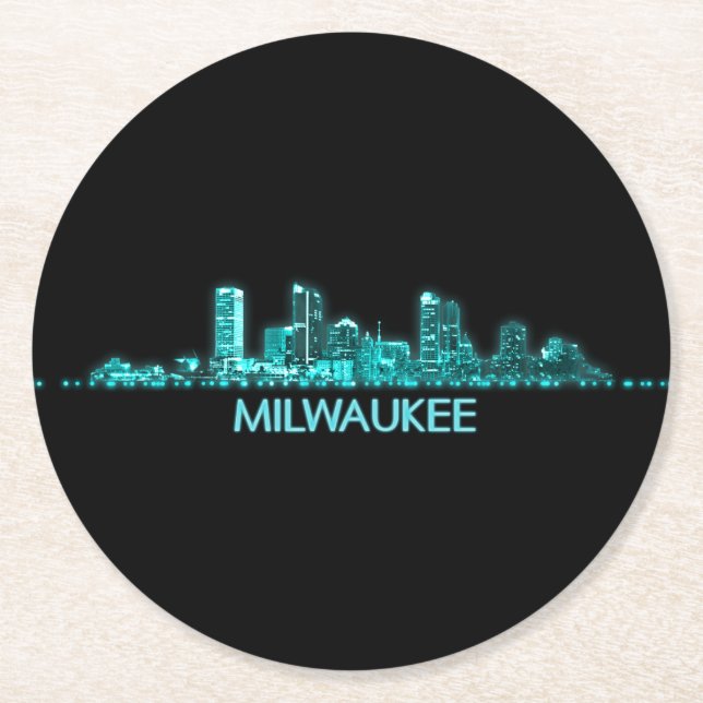 Dessous-de-verre Rond En Papier Ligne aérienne de Milwaukee (Devant)